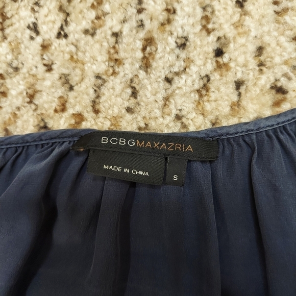 BCBG Max Azria Blue 100% Silk Babydoll Dress - Size Small DAMAGED - Picture 11 of 14